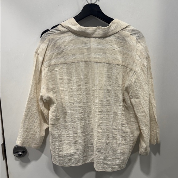 Zara TEXTURED PYJAMA-STYLE BLOUSE - Picture 7 of 8